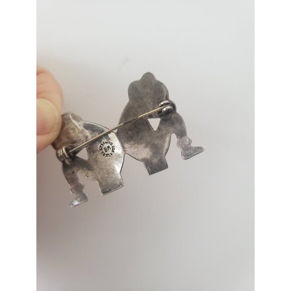 Silver Brooch Beto Taxco Silver Sitting Mexican Men Brooch Men in Hats - Picture 10 of 10